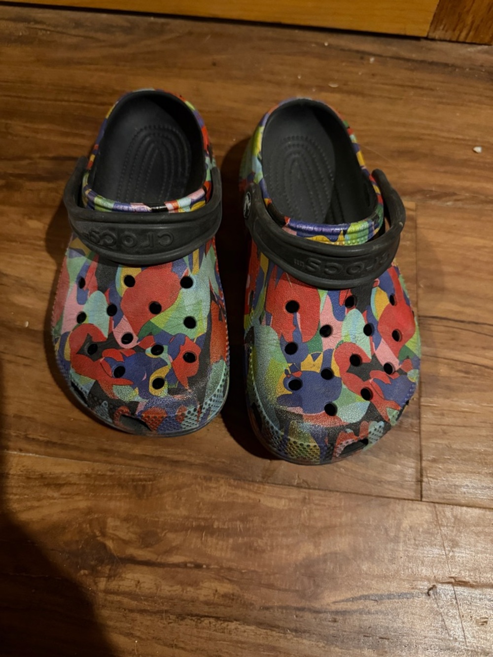 CROCS Kids' Multi-Color Patterned Clog with Black Strap
